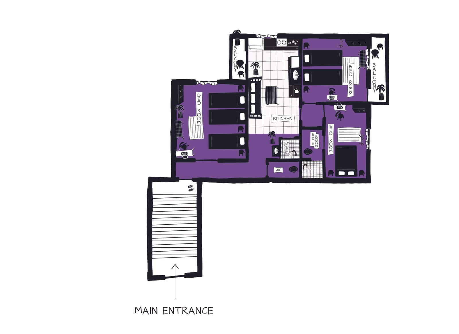 Floor 2 plan – purple