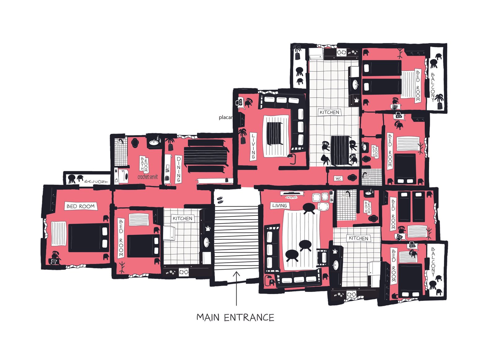 Floor 1 plan – pink