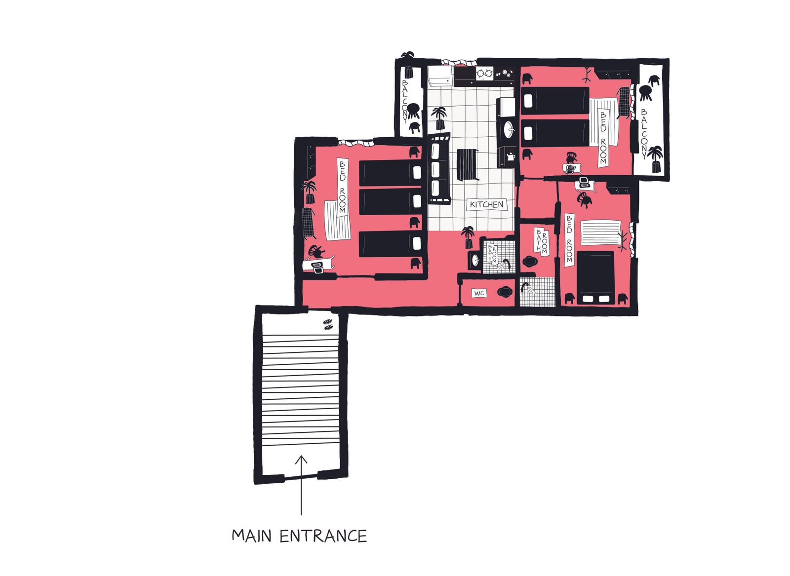 Floor 2 plan – pink